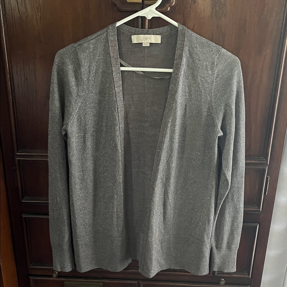 LOFT Charcoal Open-Front Cardigan